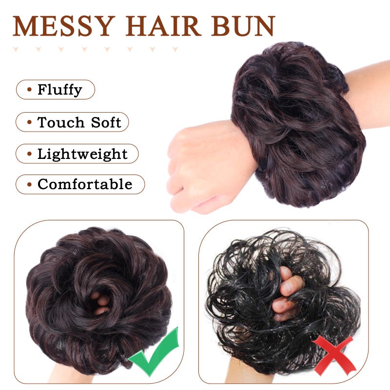 MORICA Messy Hair Bun Hair Scrunchies Extension Curly Wavy fake hair bun Synthetic Chignon hair pieces for Women(2/33#) - Image 4